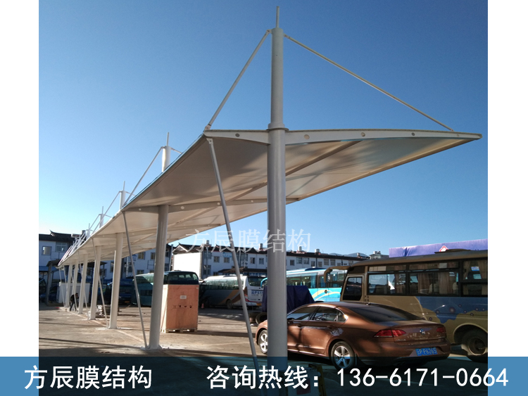 云南省麗江市客運(yùn)站大巴車膜結(jié)構(gòu)停車棚工程案例